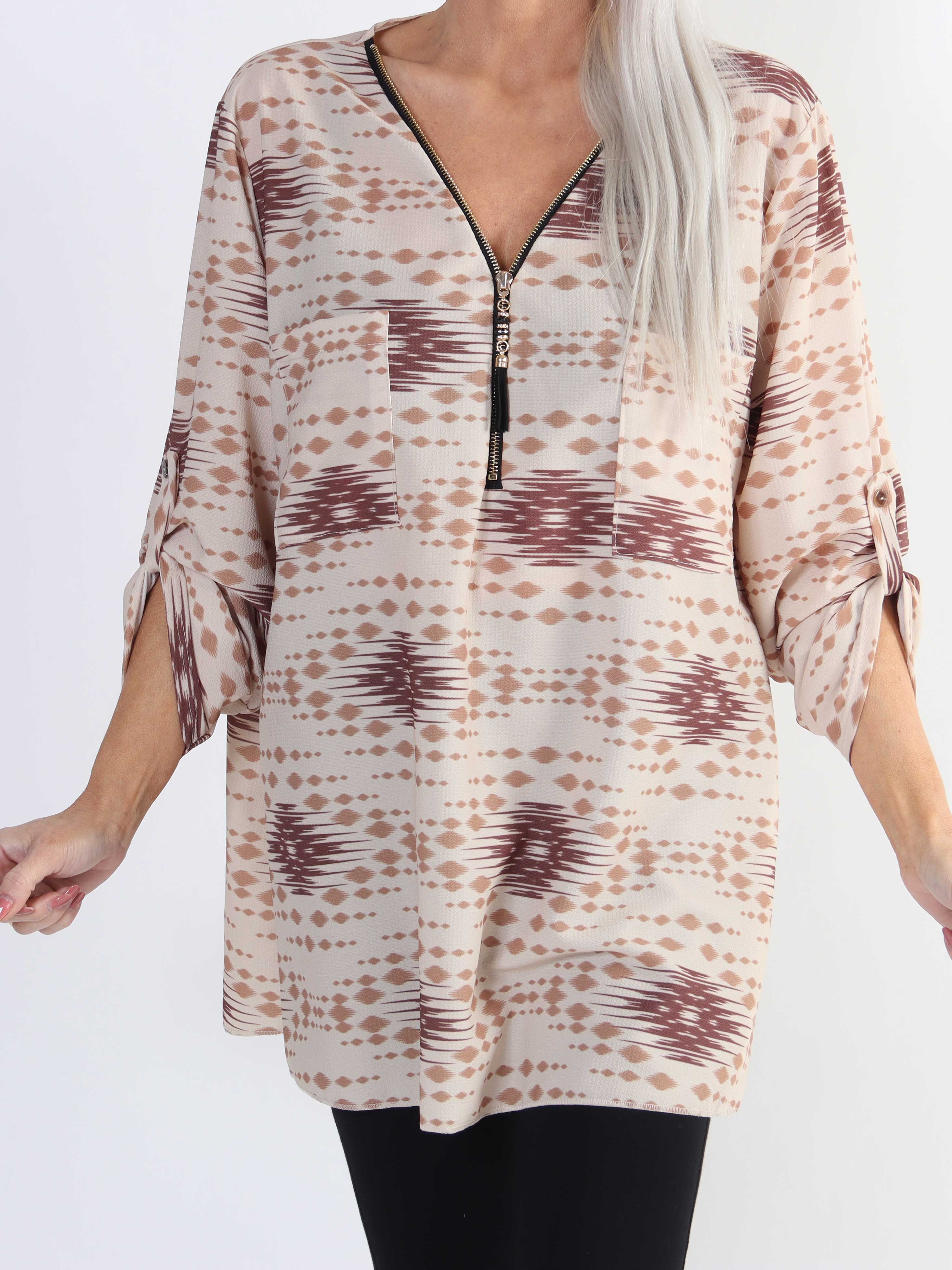 Claudia Pattern - Tunika med tryck och dragkedja i plus size